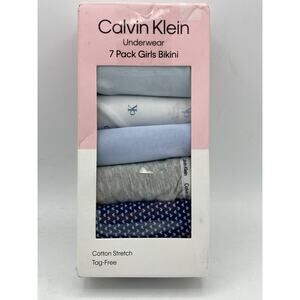 Calvin Klein Girls Bikini Underwear 7 Pack Cotton Stretch Multicolor Small